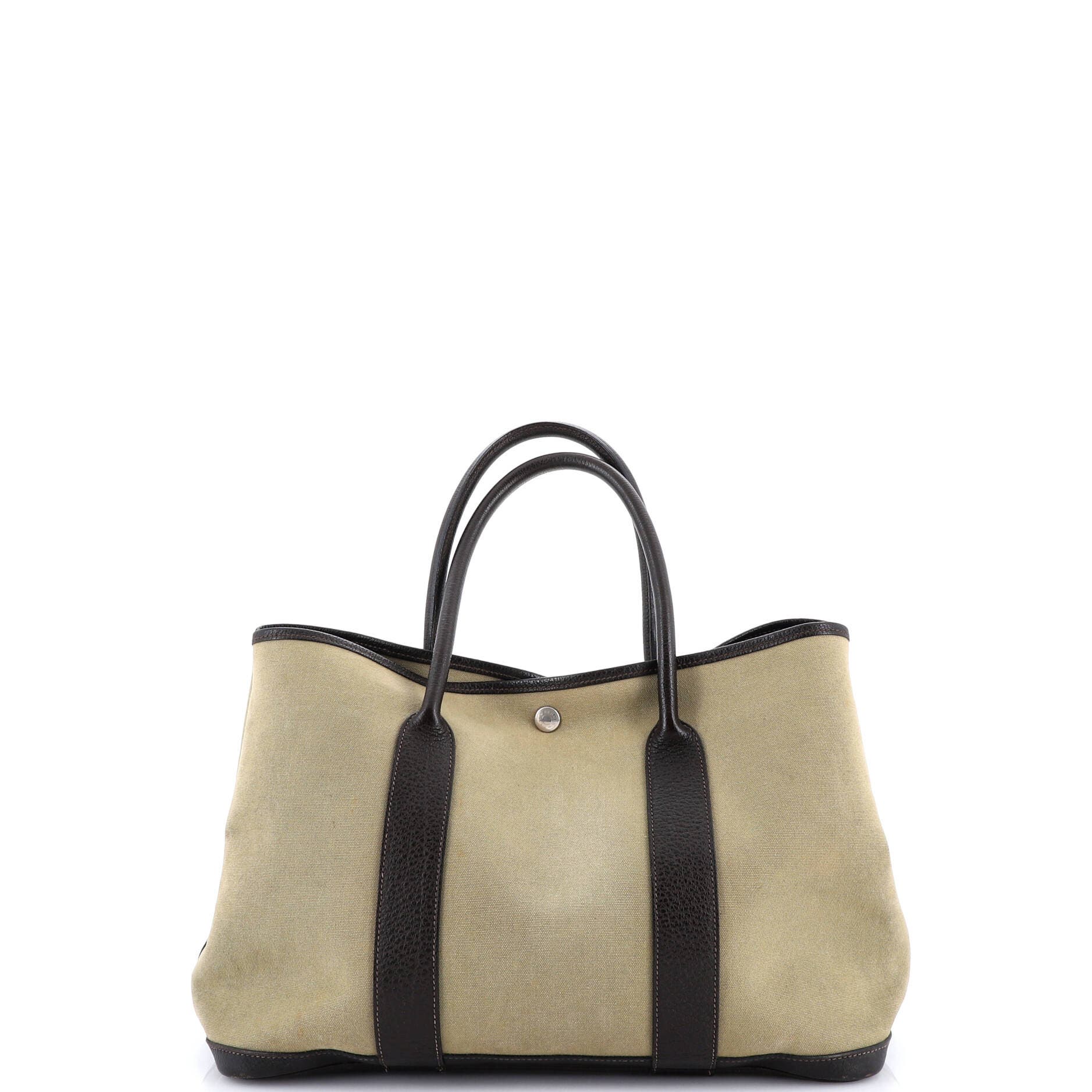 Pre-Owned Hermes Garden Party Tote Toile and Leather 36, Alternate, color, Kaki