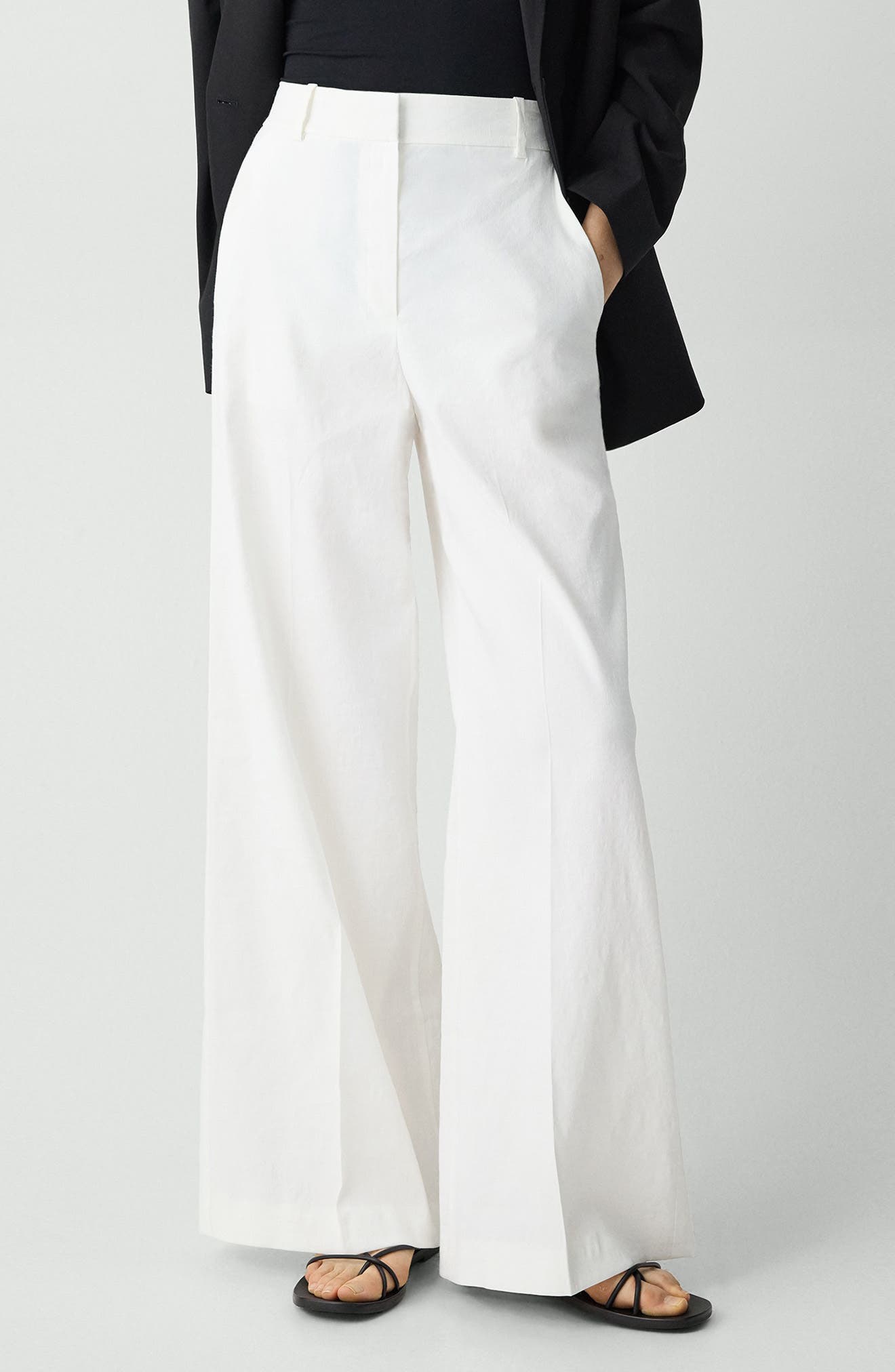 Theory Linen Blend Wide Leg Pants