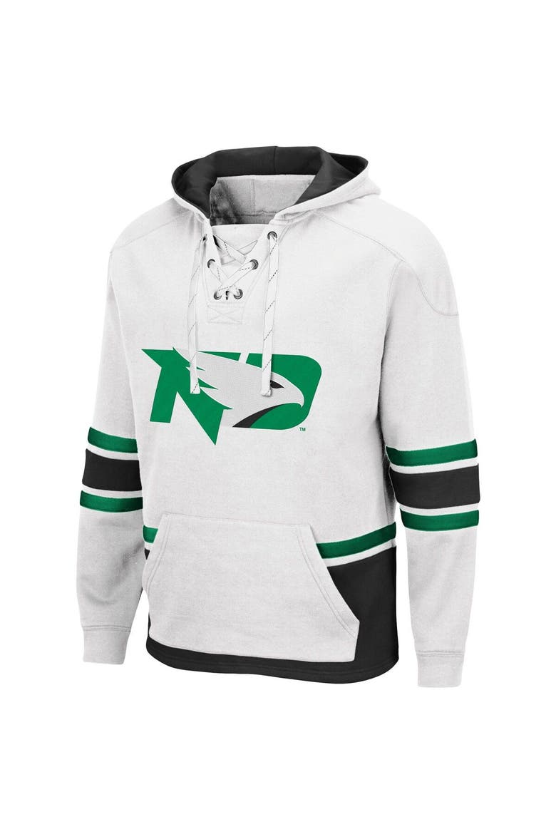 Men's Colosseum White North Dakota Lace Up 3.0 Pullover Hoodie, Alternate, color, White