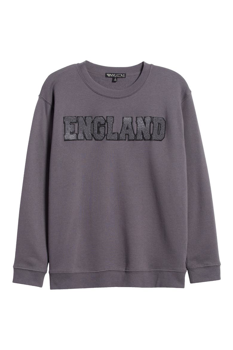 England Patch Cotton Blend Fleece Sweatshirt, Alternate, color, WASHED BLACK