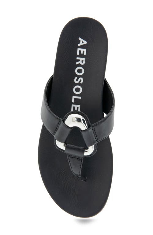 Shop Aerosoles Fallon Harness Sandal In Black Faux Leather