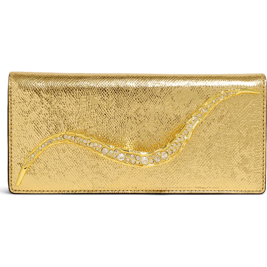 Apparis Crystal Curve Clutch In Gold