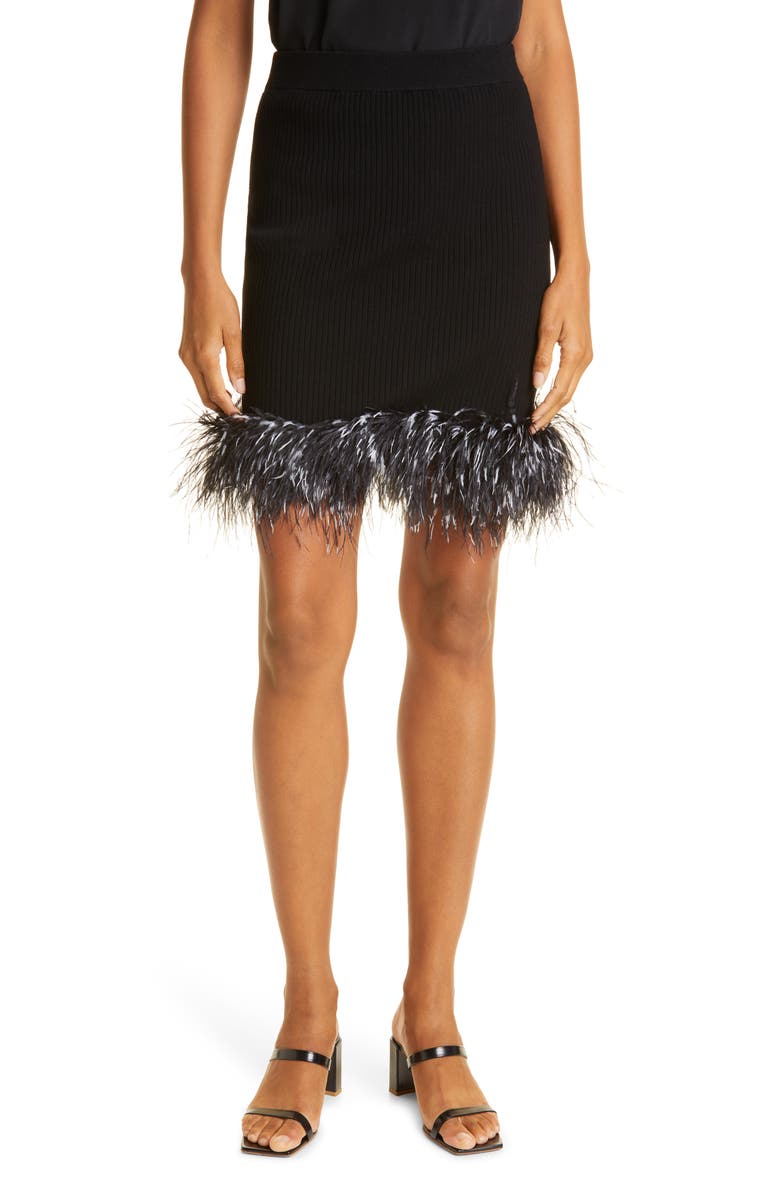 Milly Feather Trimmed Skirt, Main, color,