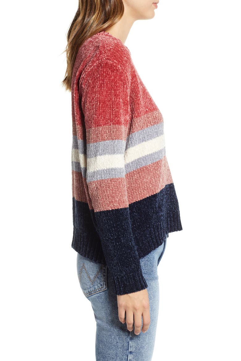 Stripe Chenille Sweater, Alternate, color, PINK
