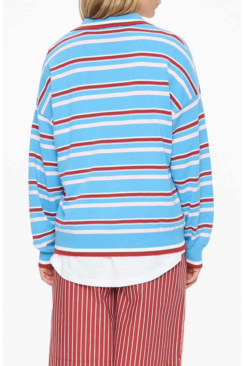 Alto Oversize Stripe Long Sleeve Polo, Alternate, color, AZURE/HENNA/CANDY FLOSS