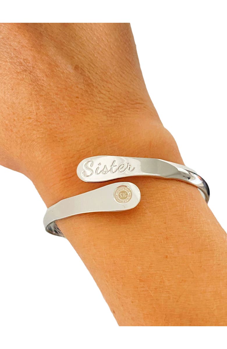 Hollywood Sensation Sister Bracelets Engraved My best friend from the start, Alternate, color, Silver