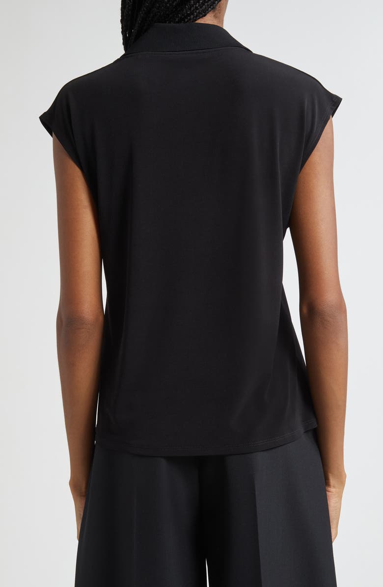 Vince Cap Sleeve Johnny Collar Polo, Alternate, color, Black