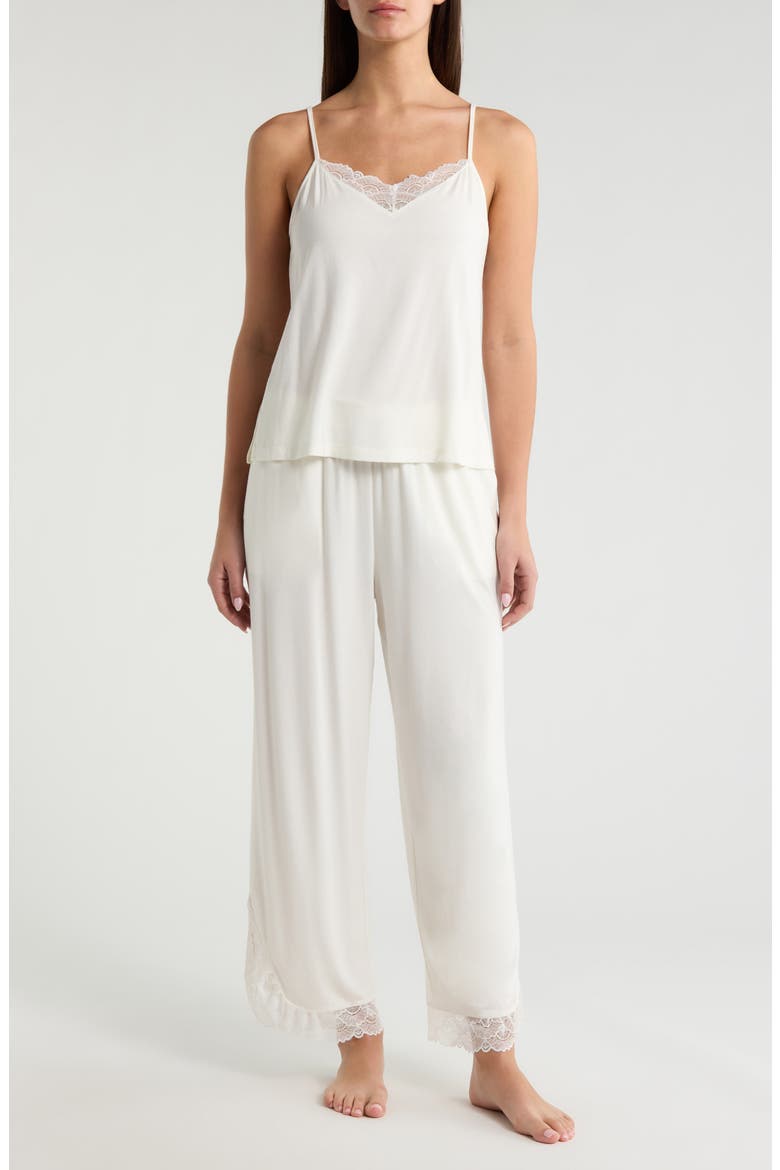 Moonlight Eco Lace Trim Pajamas, Main, color, IVORY EGRET
