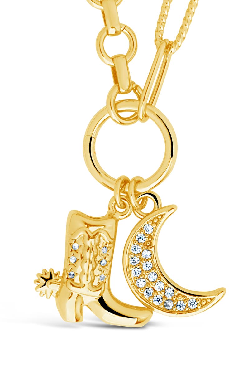 Sterling Forever Kelsea Cubic Zirconia Charm Pendant Necklace, Alternate, color, Gold