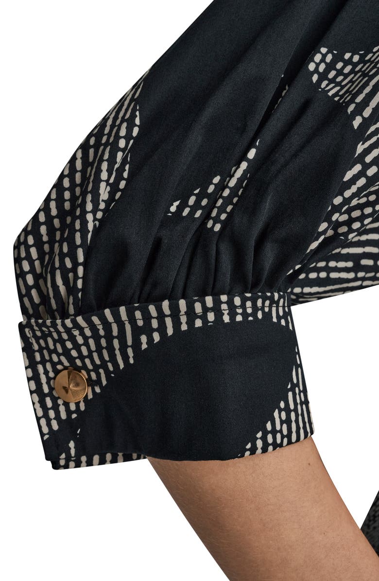 Donna Karan New York Abstract Print Belted Midi Shirtdress, Alternate, color, Black/ Sand