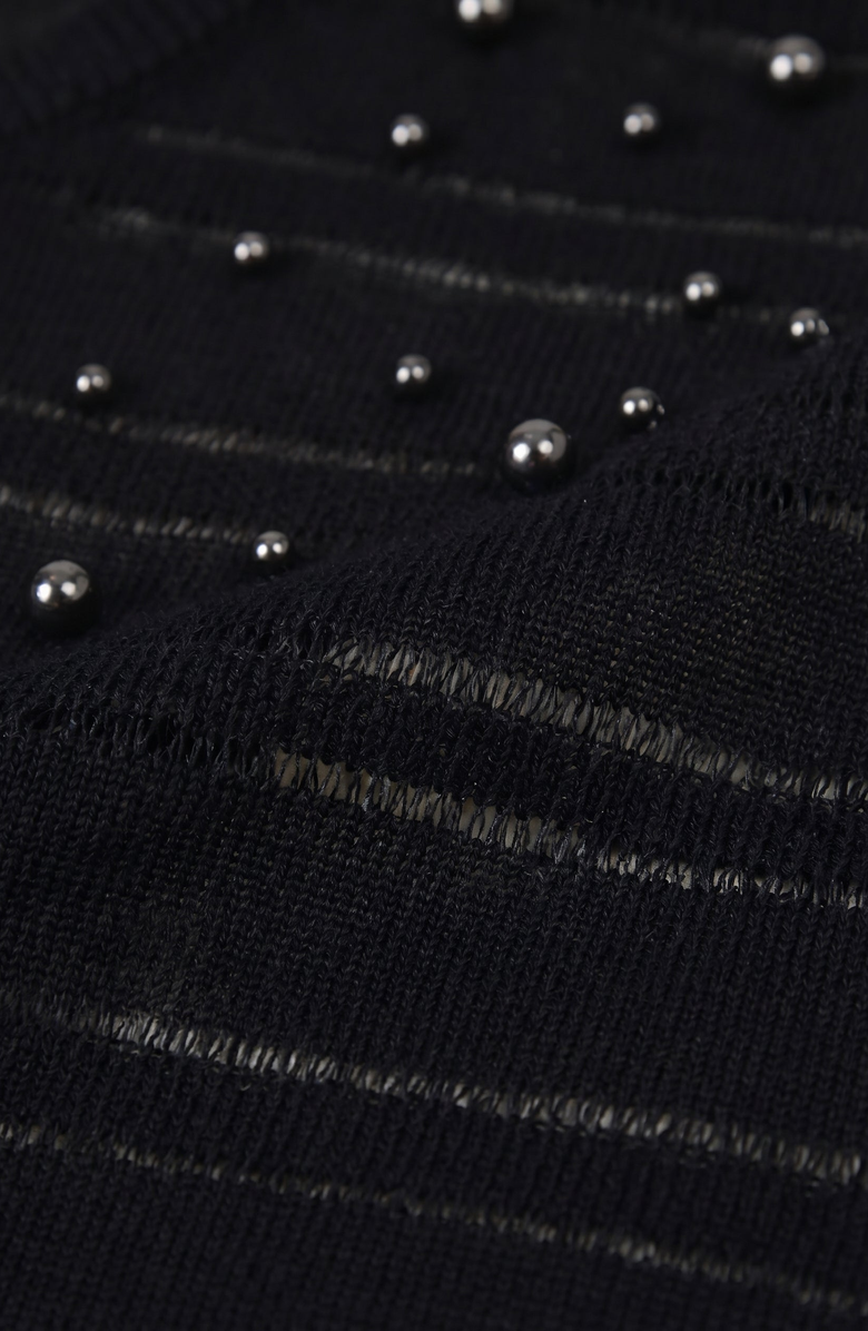 Modenaire Embellished Knit Cardigan with V Neck Silhouette, Alternate, color, Black