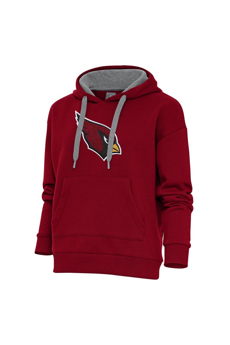 Women's Antigua Cardinal Arizona Cardinals Victory Chenille Pullover Hoodie, Main, color, Cardinal
