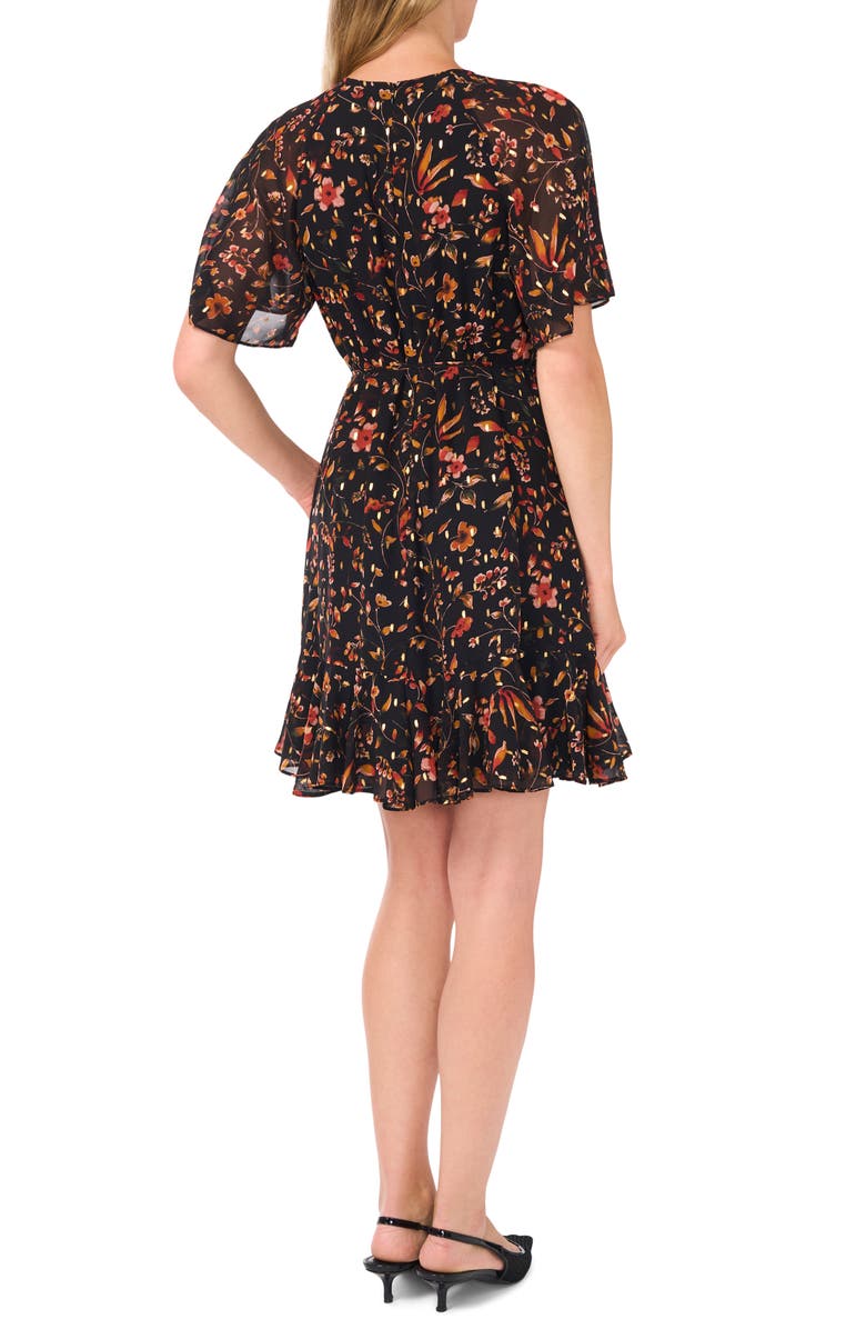 CeCe Floral Print Tie Waist Minidress, Alternate, color, 