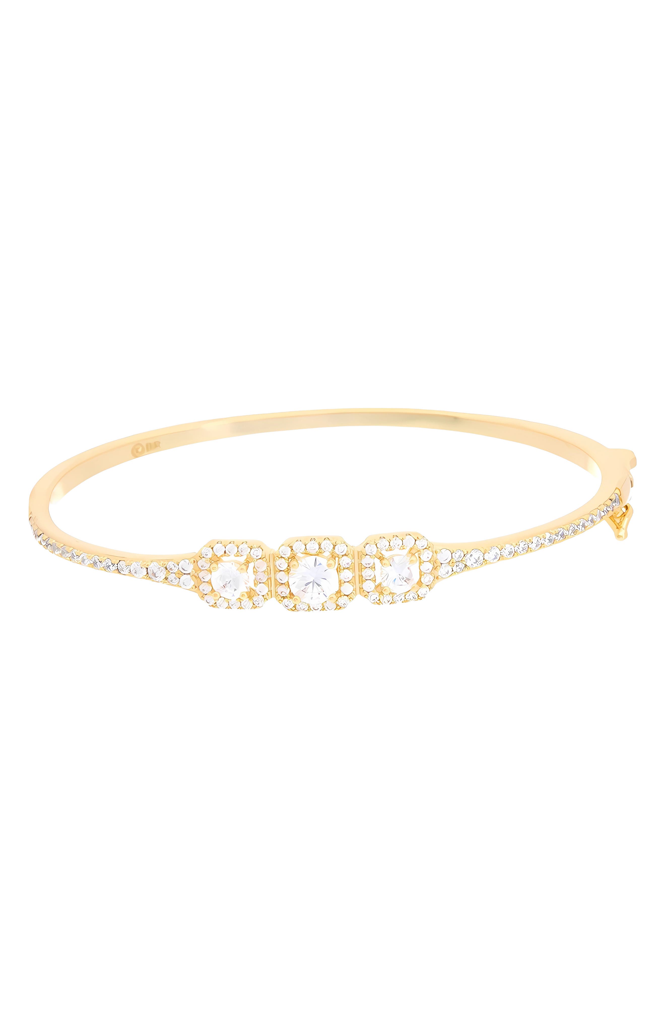 Cubic Zirconia Halo Cuff Bangle
