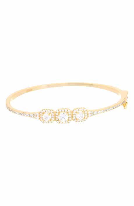 Cubic Zirconia Halo Cuff Bangle