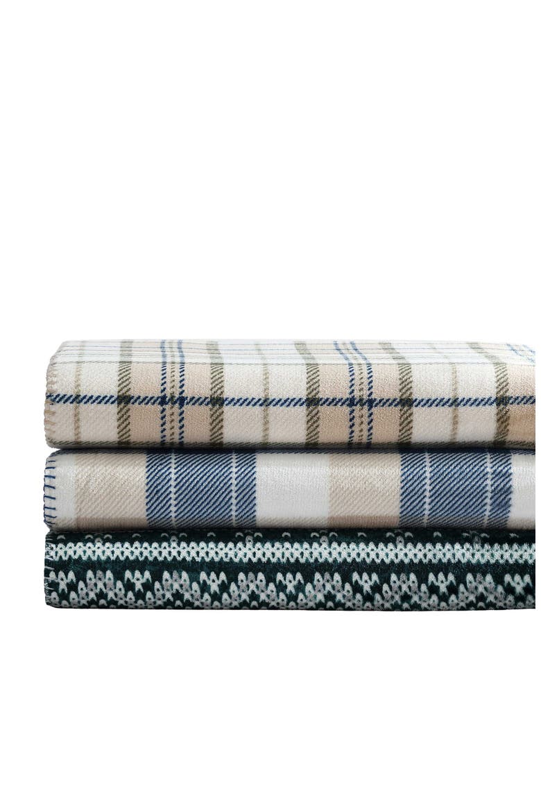 Fairisle Reversible Throw Blanket, Alternate, color, GREEN