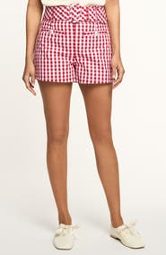 Cinq à Sept Belted Gingham Shorts