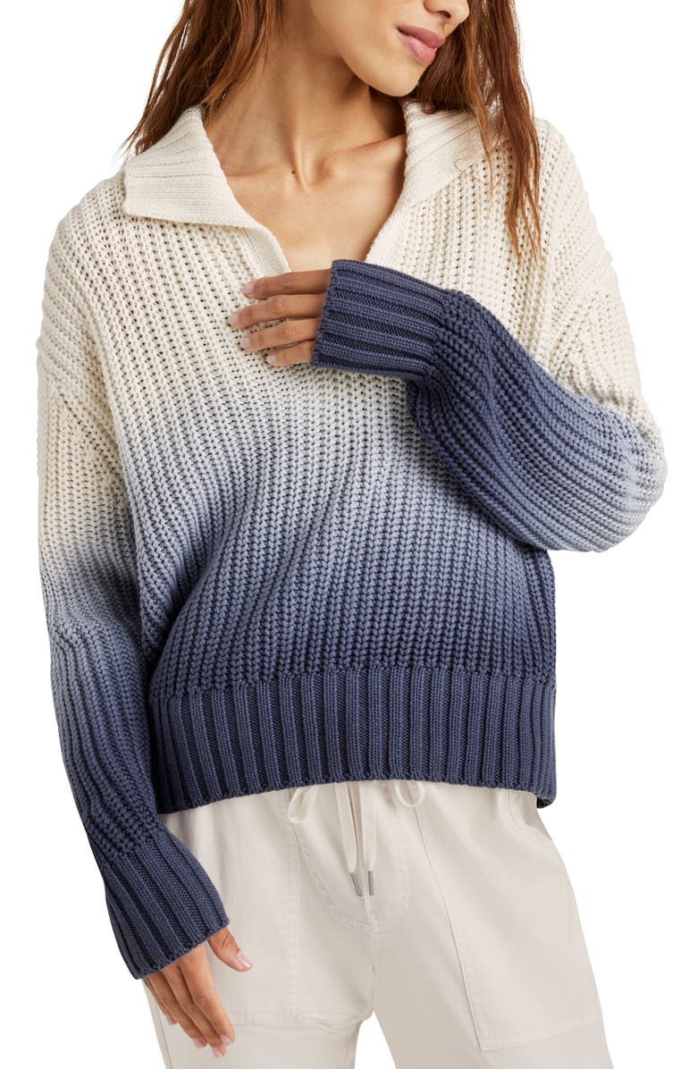 Splendid Raya Ombré Cotton Polo Sweater, Alternate, color, 
