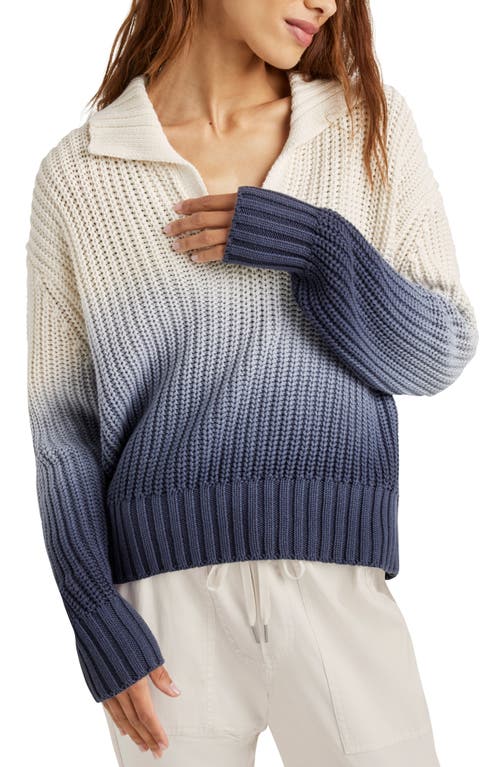 Splendid Raya Polo Sweater In Ice Navy Ombre