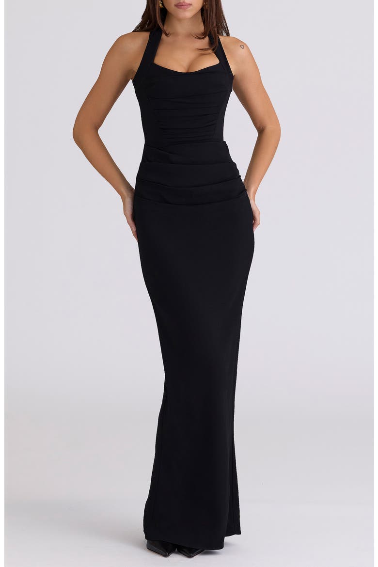 Sahar Halter Maxi Dress, Main, color, BLACK