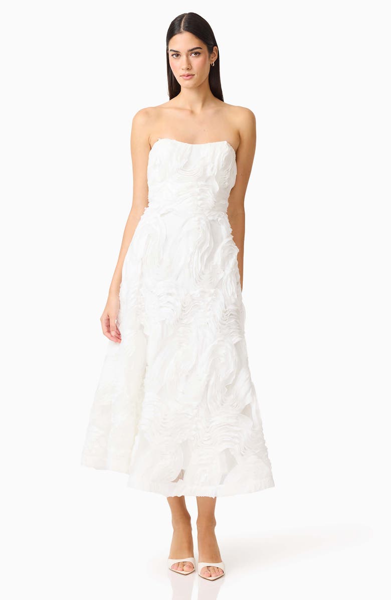 Elliatt Asha 3-D Lace Strapless Cocktail Dress, Alternate, color, White