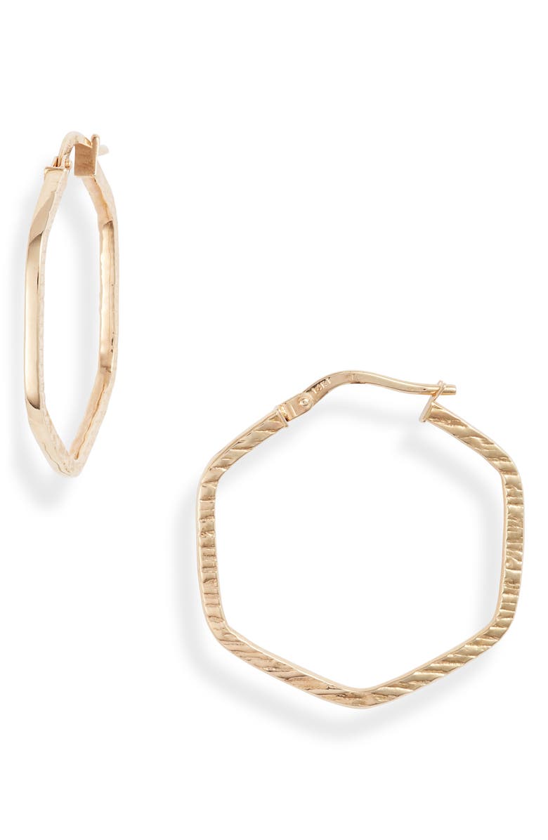 Bony Levy 14K Gold Hexagon Hoop Earrings, Main, color, 