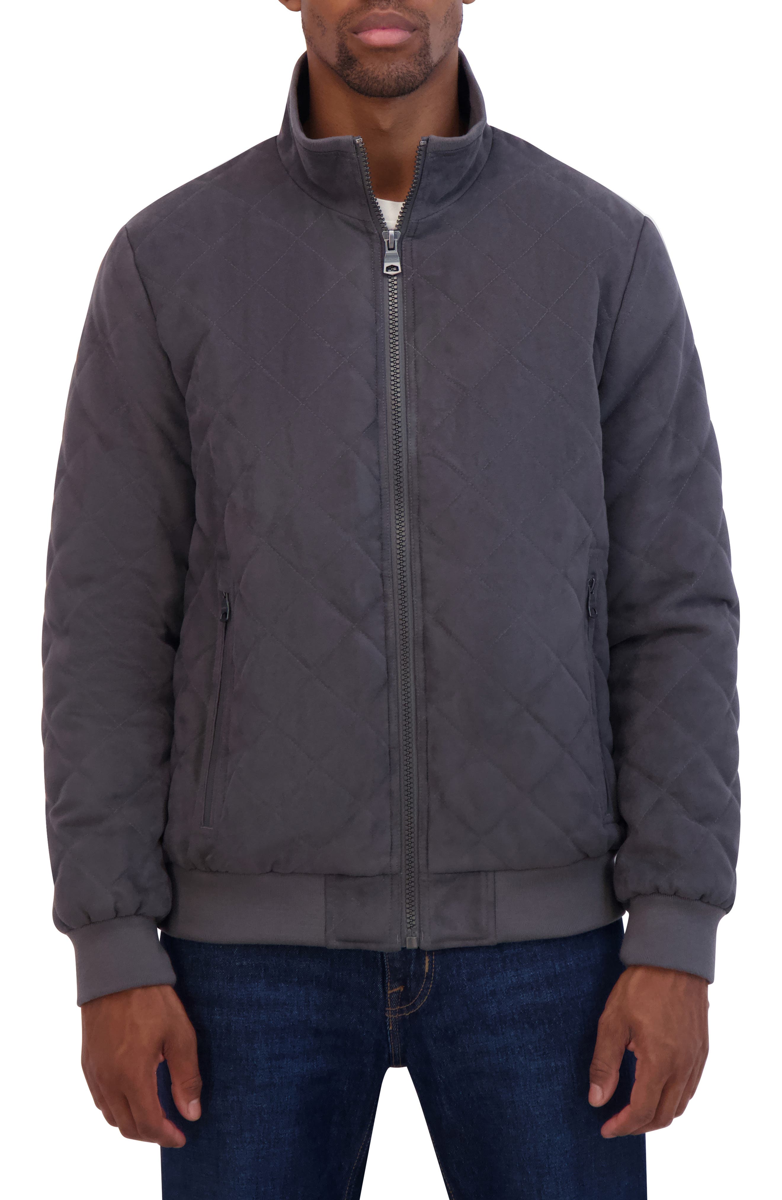 Nautica Water Resistant Quilted Faux Suede Jacket