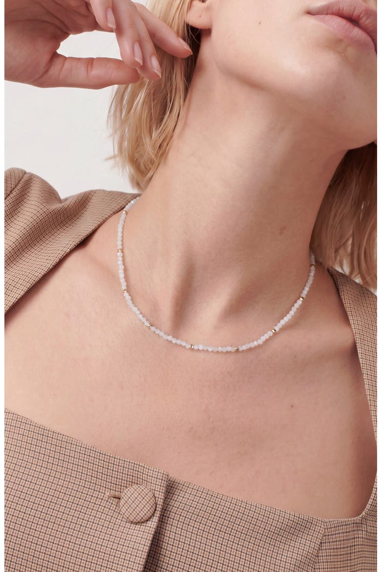 Moonstone 14k Gold Plated Necklace, Alternate, color, WHITE/ GOLD