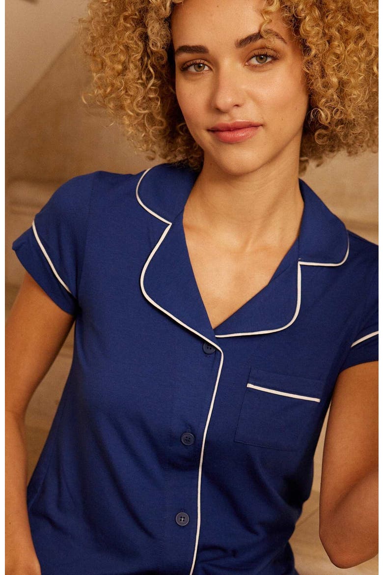 Pima Knit Capri Set, Alternate, color, Marine Blue