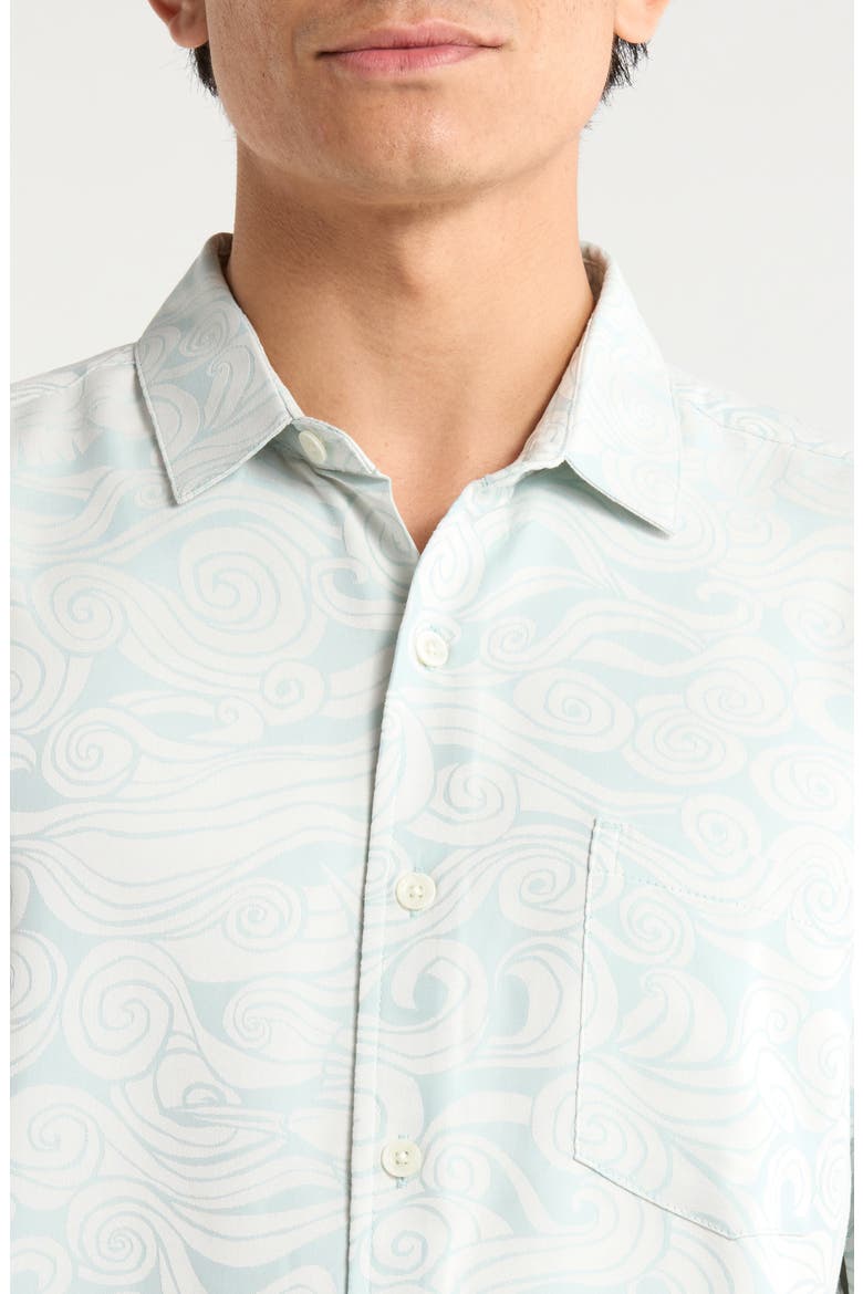 Makani Nui Jacquard Short Sleeve Button-Up Shirt, Alternate, color, SEASPRAY