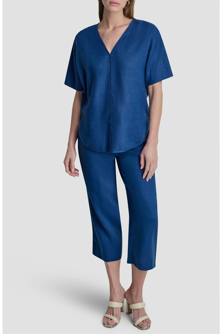 V-Neck Linen Top, Alternate, color, ADMIRAL