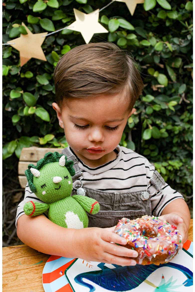 Triceratops Cotton Stuffed Animal, Alternate, color, GREEN