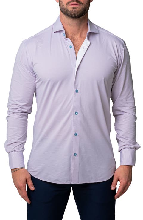 Einstein Miami Purple Stretch Button-Up Shirt