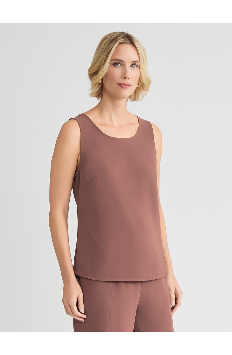 Misook Classic Crepe de Chine Tank Top, Alternate, color, Brown