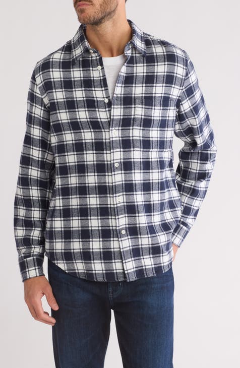 Arne 5166 Plaid Cotton Flannel Button-Up Shirt