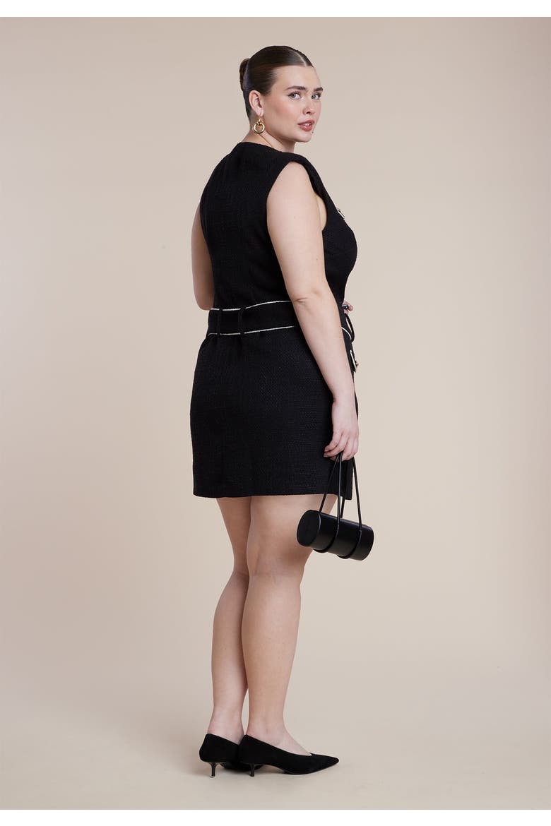 Belted Tweed Mini Dress, Alternate, color, BLACK ONYX