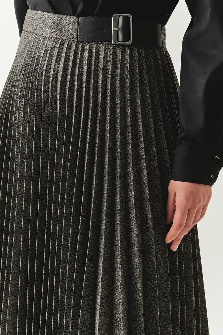 Jayda Pleated Midi Skirt, Alternate, color, GREY