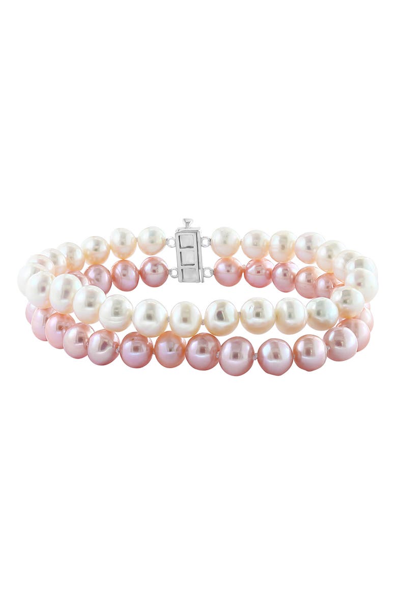 Freshwater Pearl & White Topaz Stacked Bracelet, Main, color, MULTI