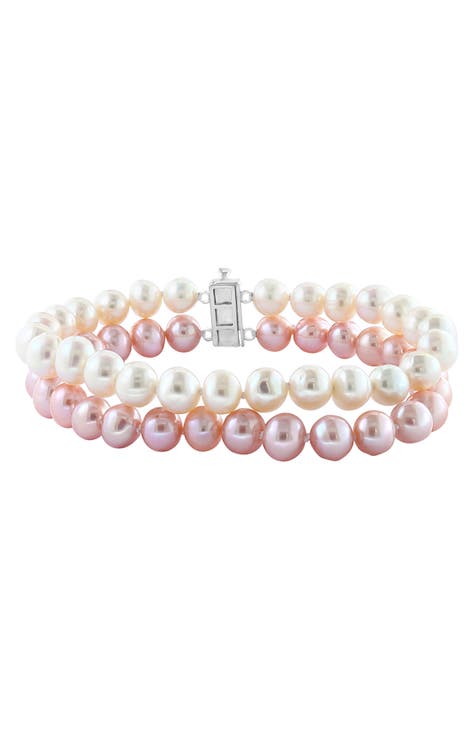 Freshwater Pearl & White Topaz Stacked Bracelet