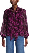 Lands' End Chiffon Removable Tie Neck Blouse