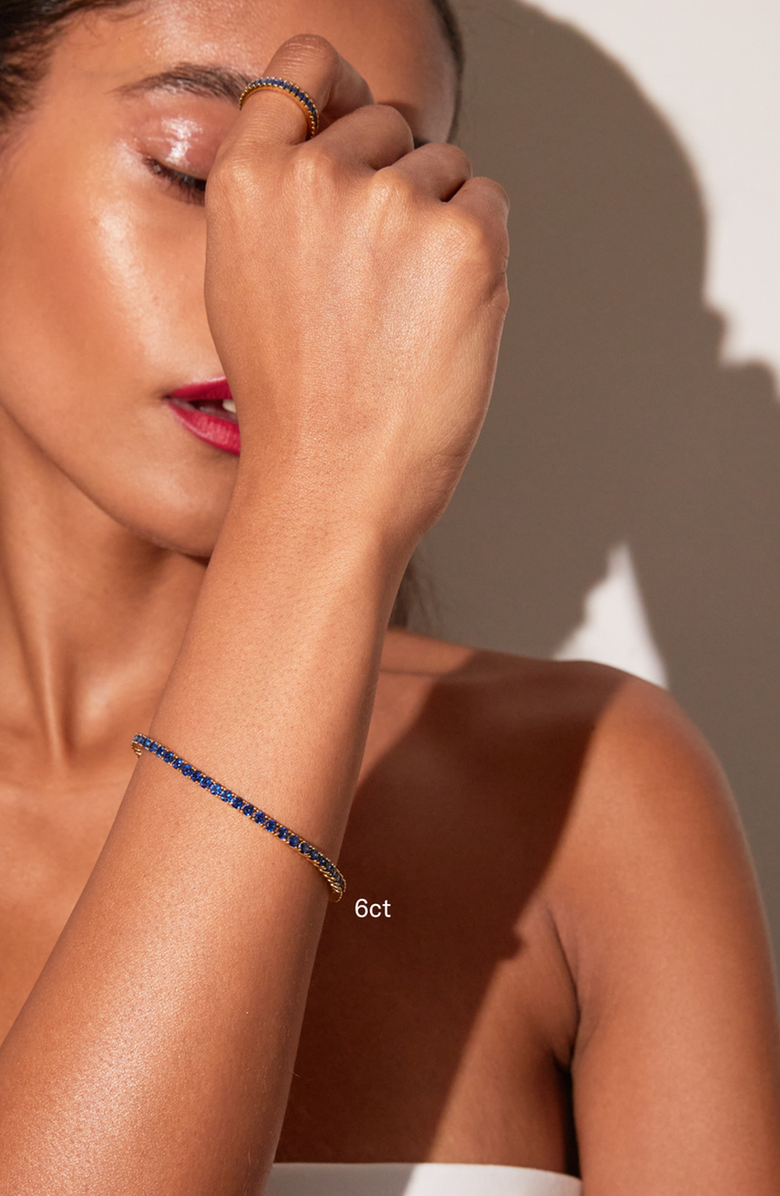 Aurate New York Lab Grown 6ct Sapphire Tennis Bracelet, Alternate, color,