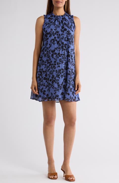 Ruffled Sleeveless Chiffon Shift Dress