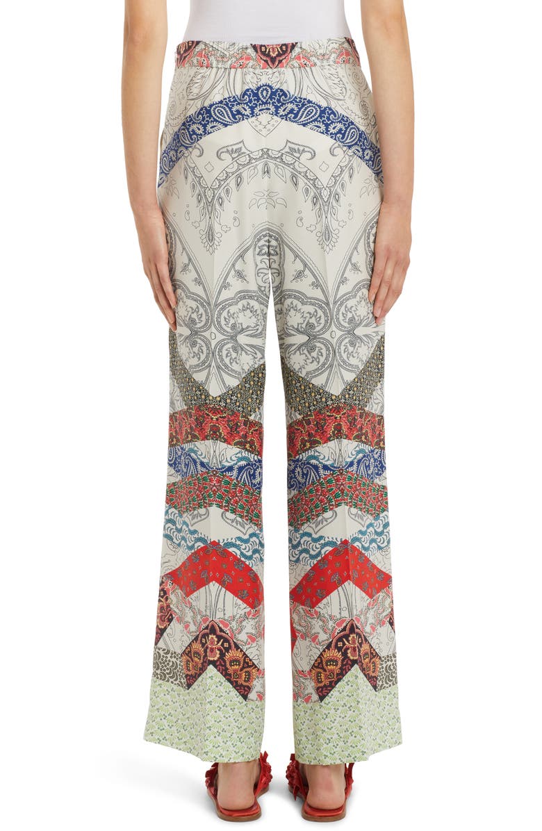 Etro Patchwork Print Silk Palazzo Pants, Alternate, color, 
