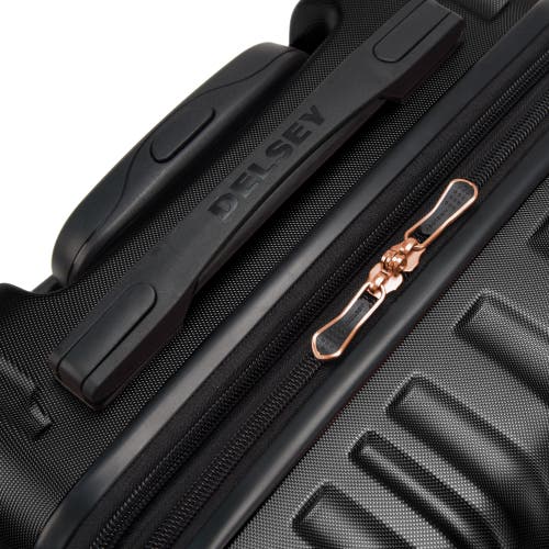 Delsey Paris Alexis Hardside 25-inch Medium Checked Expandable Spinner Luggage In Black/rose Gold