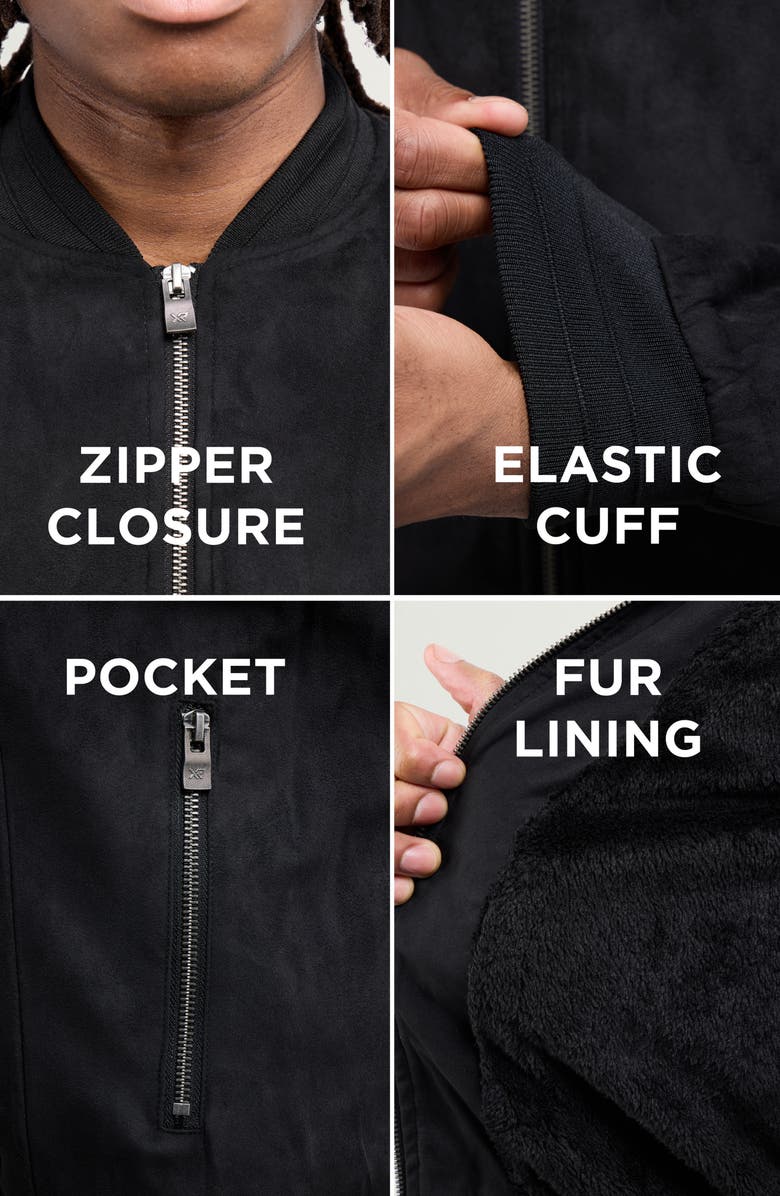 XRAY Faux Fur Lined Faux Suede Jacket, Alternate, color, Black