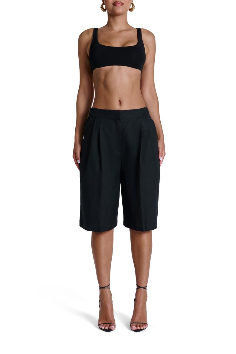 Linen Suiting Shorts, Alternate, color, BLACK