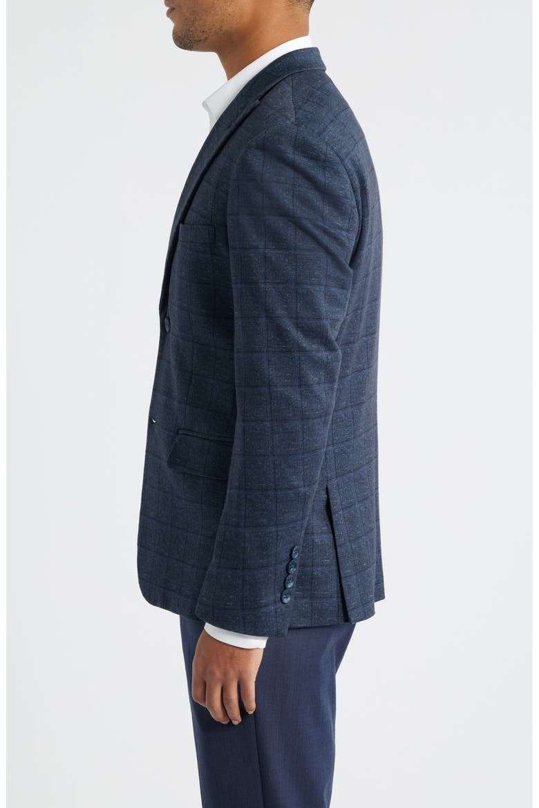 Navy Shadow Check Slub Cotton Blend Sport Coat, Alternate, color, BLUE