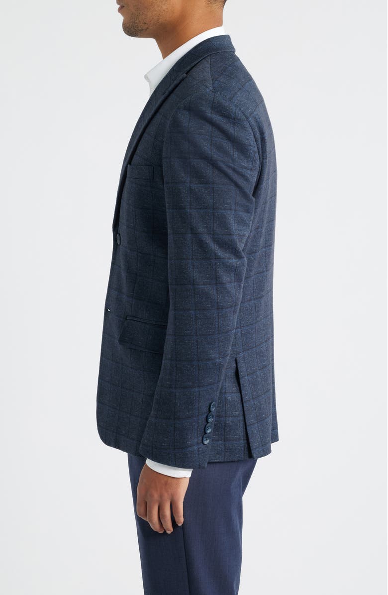 DANIEL HECHTER Navy Shadow Check Slub Cotton Blend Sport Coat, Alternate, color, Blue