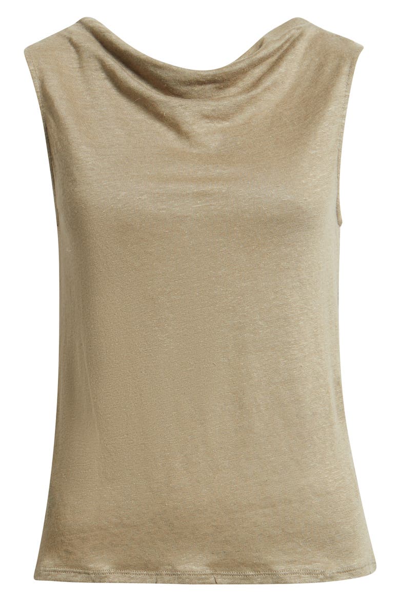 Cowl Neck Linen Tank, Alternate, color, KHAKI