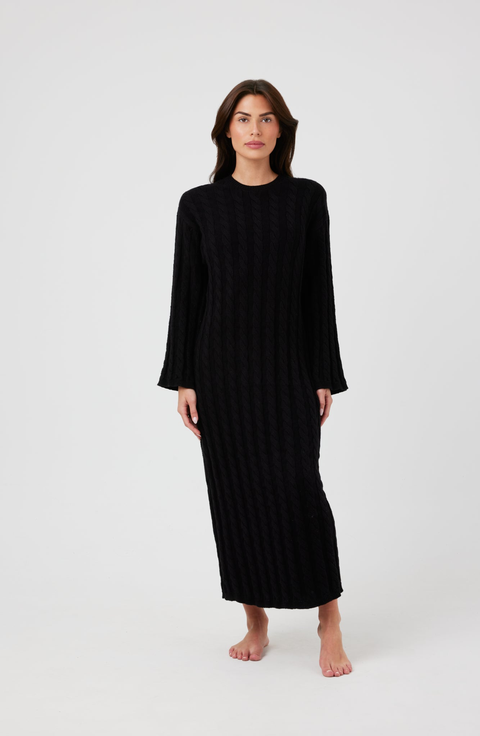 Contessa Black Boucle Long-Sleeve Mini Dress – Club L London